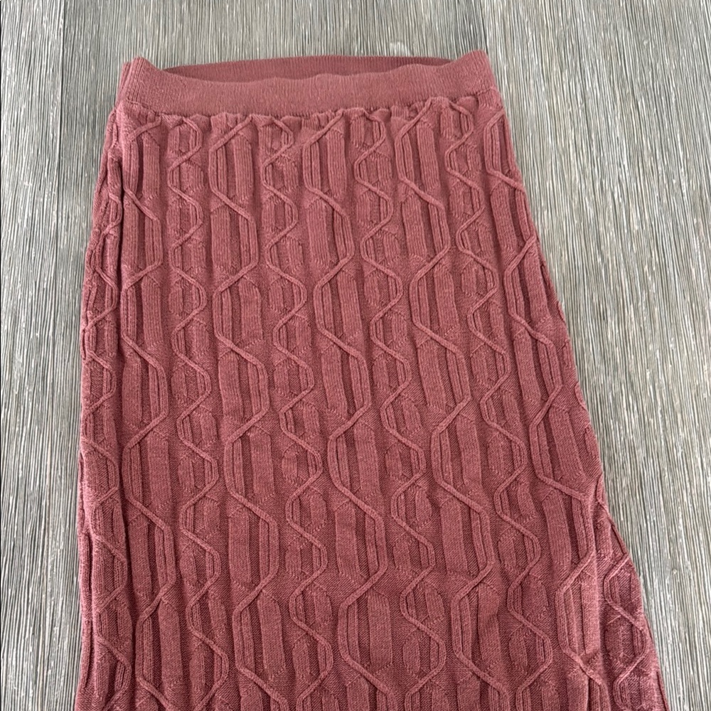 Free People Pink Ribbed Midi Pencil Skirt